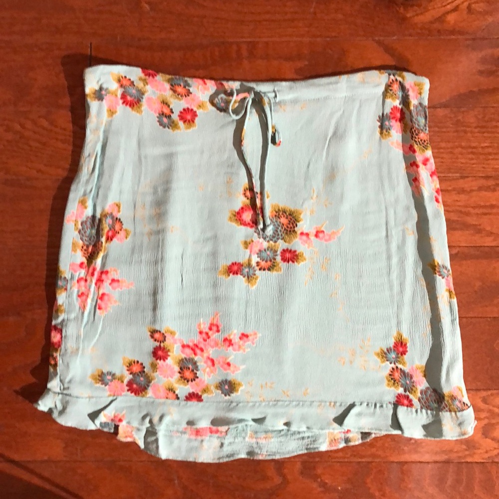 Printed floral mint/blue skirt